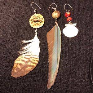 Feather 🪶 and shell 🐚 earrings